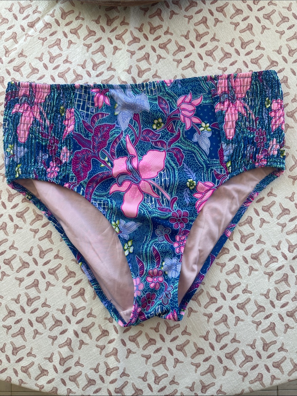 Victoria's Secret Navy Bikini Bottoms with Pink Floral Print